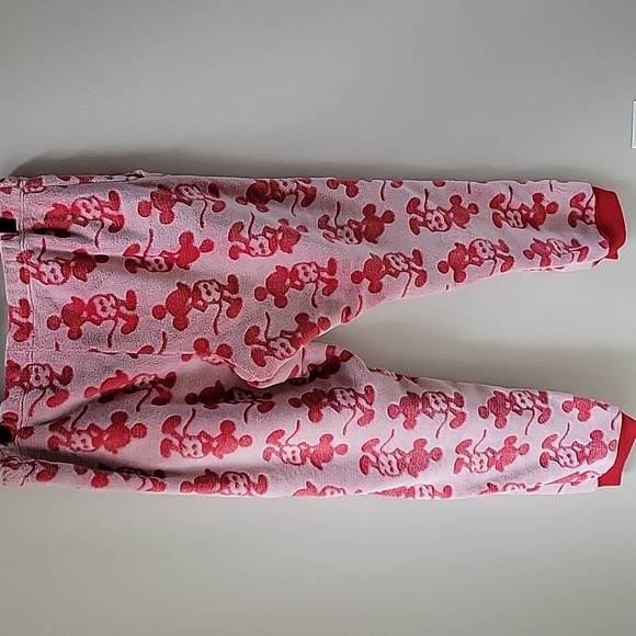 Disney World Mickey Mouse Womens XL Pajama Set Plush Lounge Red White Cozy - Picture 15 of 15